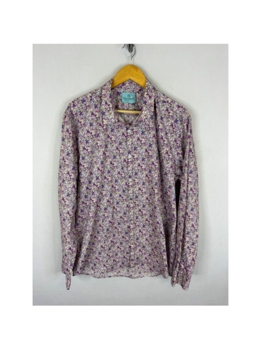 Scotch & Soda Mens XXL Floral Button Down Shirt Purple Long Sleeve Cotton Print